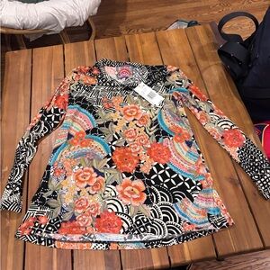 NWT Johnny Was Janie Favorite Long Sleeve Crew Neck Swing Tee Women's Size XS